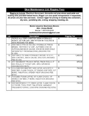 Exclusive Rigging Fees Exclusive Rigging Fees
